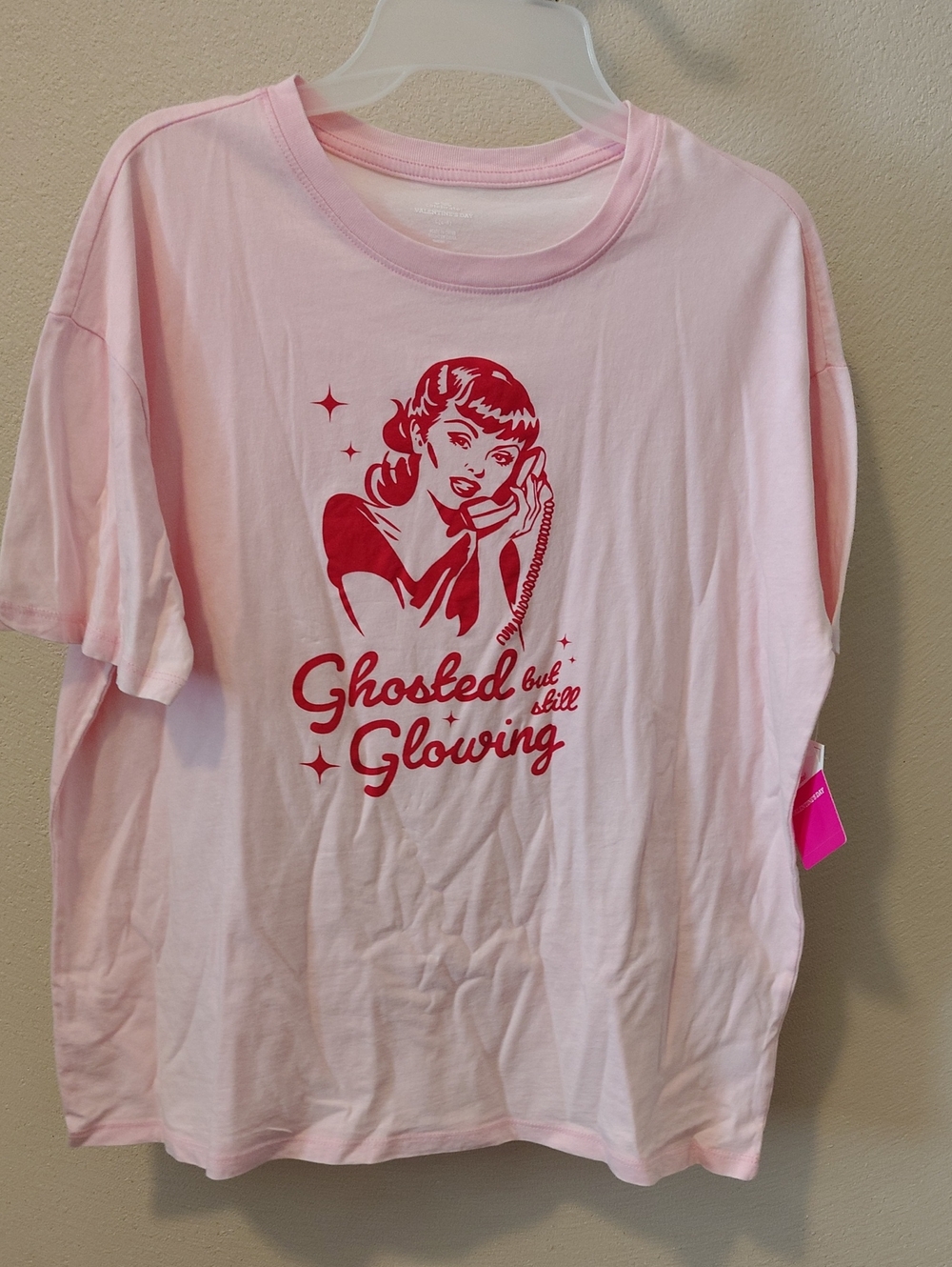 Pink Graphic Tee "Ghosted but still Glowing"